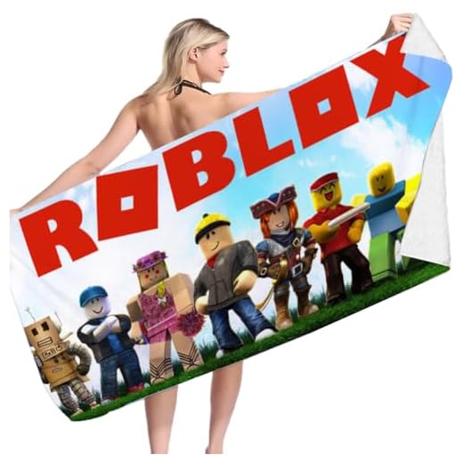 Robllox Toallas de Playa,Robot Anime Toalla de Playa Cartoon suave de baño Microfibre Towels Piscina Ultraligera y de Secado Rápido para Deportes Ducha Toalla para Niñospara Vacaciones en la Playa