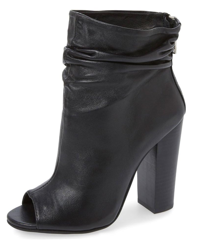 FSJ Women Stylish Peep Toe Slouch Ankle Boots Chunky Stacked Heels Party Prom Nightclub Evening Dress Shoes Size