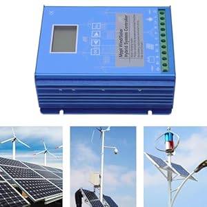 Cplsntaeam Regulador de Viento Solar MPPT de 12V 24V 48V, regulador de Controlador híbrido de 2000W para Luces eólicas y solares,24V