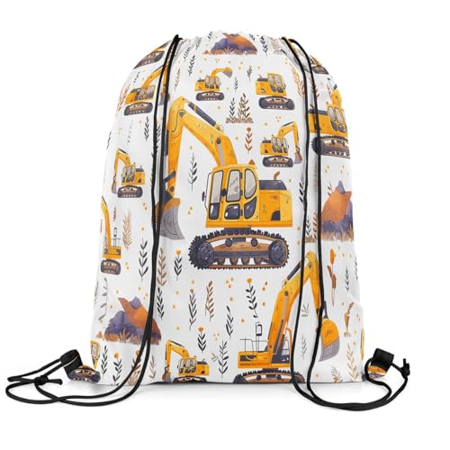 Feelyou Excavator Drawstring Backpack Tractor Truck Gym String Bag Tractor Machinery Construction Vehicle Sports Drawstring Sackpack Cartoon Truck Drawstring Bags3