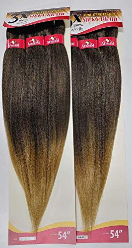 (Pack of 2) 3X Afreezm Pre Stretched Silky Braiding Hair (#1B - 27)