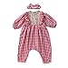 Generic Baby Mädchen Rüschen Kariertes Strampler Sommer Kurzarm Einteiler Bodysuit Niedlich Jumpsuit Lang Hose Romper Outfits Playsuits Overall mit Stirnband