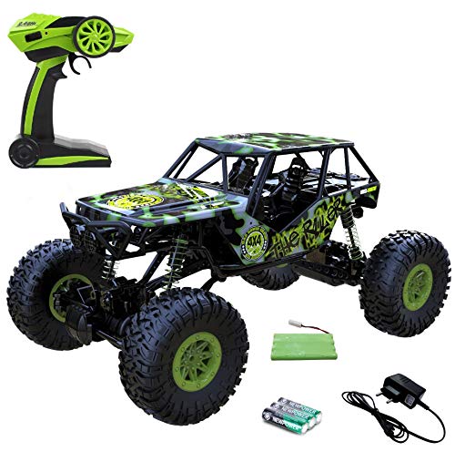 Image of Plastic 1:10 Rock Crawler 4WD Monster Truck Rally Car with Suspension (Green)