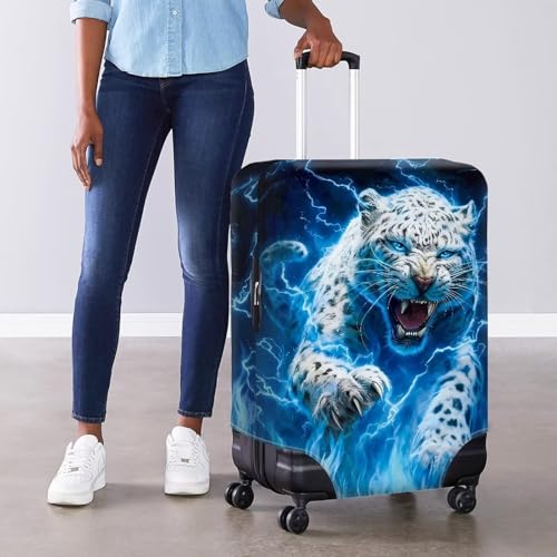 Image of Mumeson Leopard Travel Luggage Cover, Suitcase Protect Stretch Baggage Case Protective Washable Fit 18-32 Inch Luggages