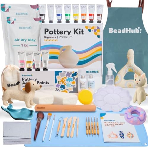 Pottery Kit for Beginners, 4.4LBS Air Dry Clay for Adults with Sc...
