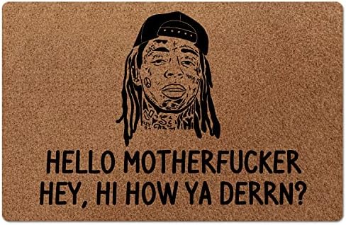 BinHang Indoor Welcome Mat, Door Mats Indoor Entrance Hello Motherfucker Hey, Hi How Ya Derrn Faux Coir Easy to Maintain Environmentally Friendly (23.6"X15.7")