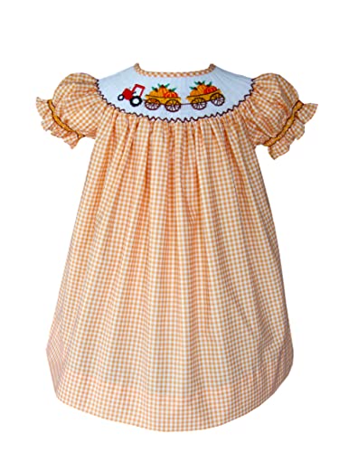 Carouselwear Thanksgiving Pumpkins Girl's Smocked Bishop Dress Fall Autumn Harvest
