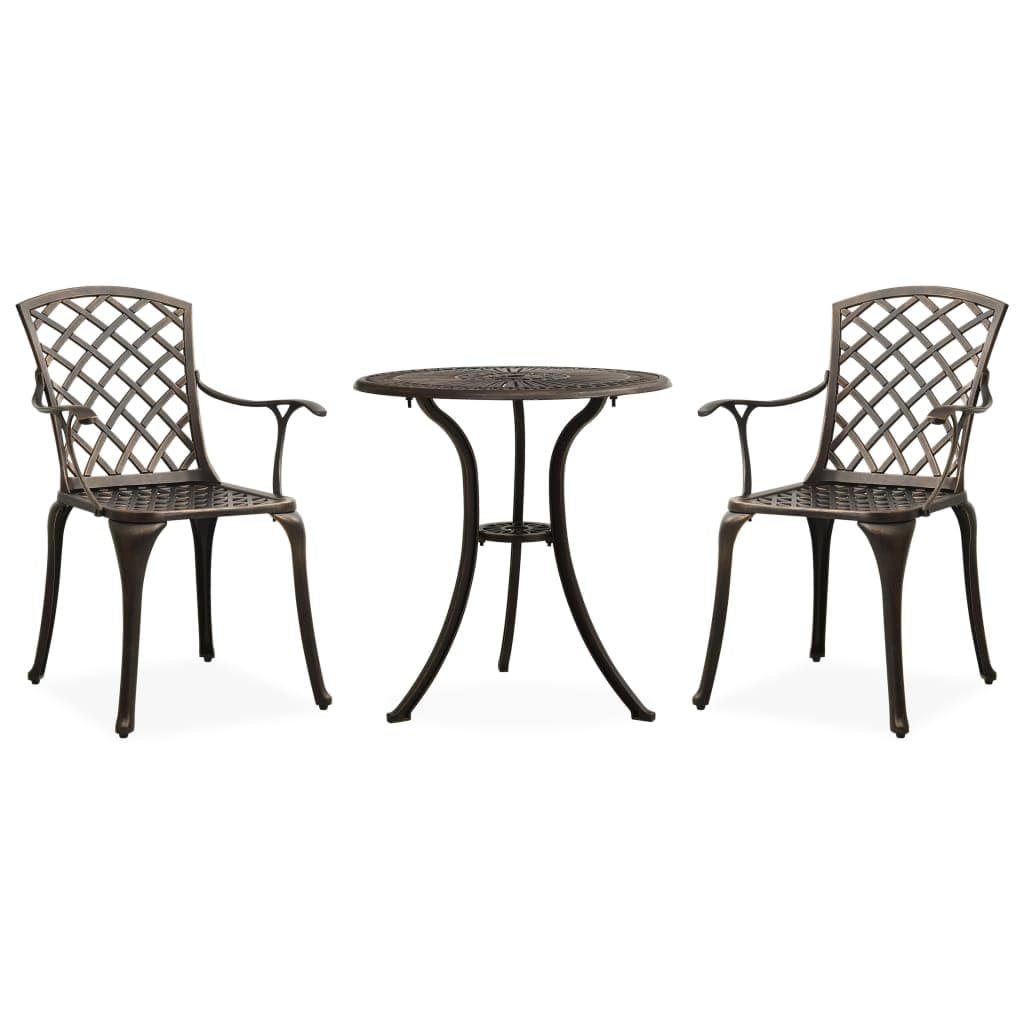 Ensemble de Bistro 3 pcs en aluminium coulé bronze pour salon de jardin marron