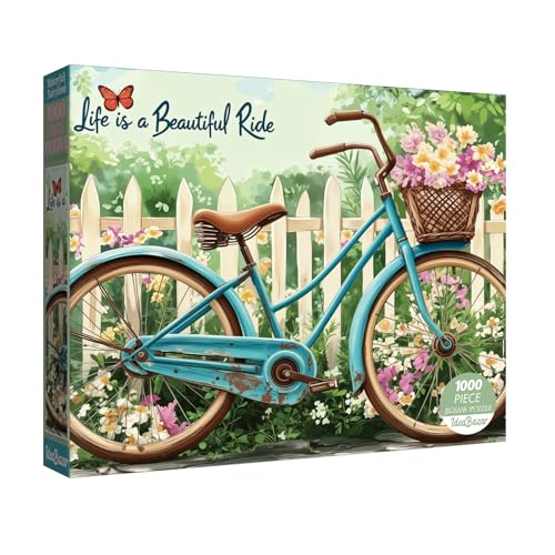 Colorful Vintage Flower Bike Puzzles for Adults 1000 Pieces 