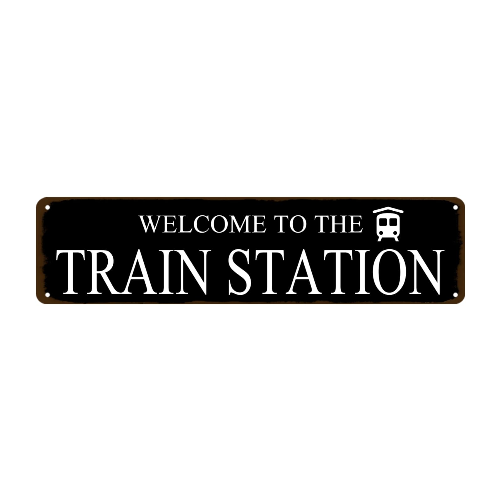 Vintage Metal Tin Sign Welcome To The Train Station Signs Train Decor Home Bar Pub Poster Wall Art Decorative 4x16 Inch