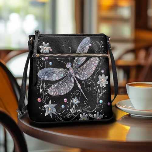 Image of Leather Women Crossbody Hobo Bag Satchel Purse Handbag with Adjustable Shoulder Strap and Zipper Pockets