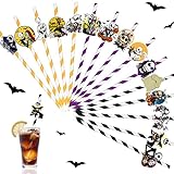 30PCS Nightmare Before Christmas Halloween Paper Straws Jack or Sally Paper Straws Nightmare Before Christmas Baby Shower Party Favor Nightmare Before Christmas Party Decorations