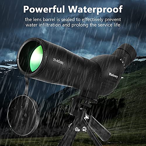 Huicocy Spotting Scopes, 20-60X60Mm Zoom 39-19M/1000M With Fmc Lens, Bak4 45 Degree Angled Eyepiece, Fogproof Spotting Scope With Tripod, Phone Adapter, Carry Bag For Birding Watching #TOP6