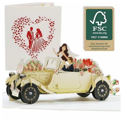 design3dkarten® Pop Up Karte Hochzeit – handgemachte 3D Hochzeitskarte fürs Brautpaar als Glückwunschkarte, Geldgeschenk, Hochzeitsgeschenk oder Gutschein für Hochzeitsreise & Flitterwochen
