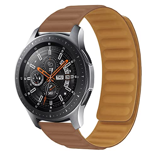 Image of ACM Watch Strap Magnetic Silicone Loop Compatible with Universal 22mm Size Replacement Strap Smartwatch Luxury Brown