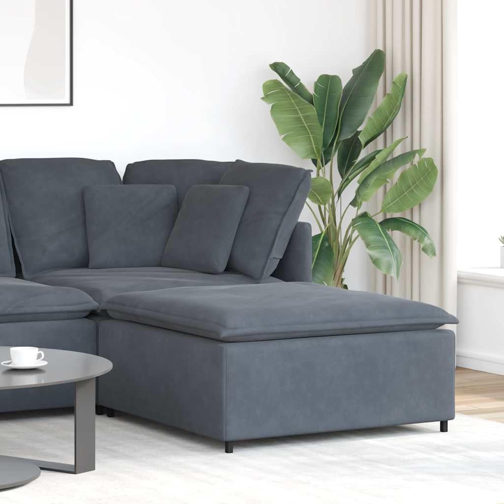 Hothingwell Modulares Fußstützenmodul, dunkelgrau, Samt und Schaumstoff, robuster Metallrahmen, bequeme Textilene-Sitzfläche, elegantes und langlebiges Design.