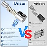 Dhiedas Fingerabdruck Schloss Haustür, Smart Elektronisches Türschloss mit Zahlencode RFID Schlüssel APP, Haustürschloss mit Fingerabdruck Einstellbare Länge für 65-90mm Tür (60mm) - 3