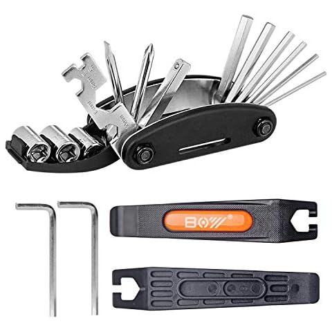 QKURT Bicycle Mechanic Repair Kit Set (Bike Tire Lever, Allen Keys, 16 in 1 Multi-Function Screwdriver Socket Wrench Kit) Essential Bike Cycling Repair Tool Kit Cover