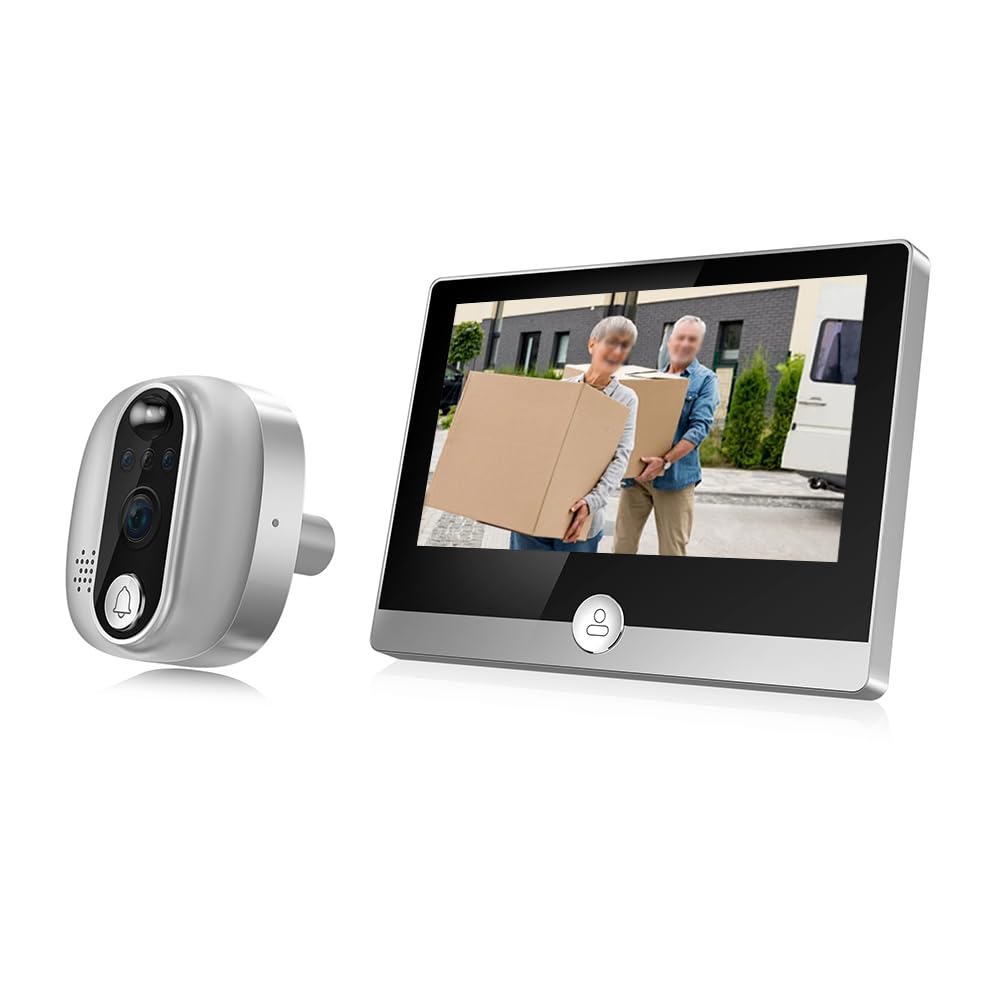Proaustin WiFi 1080P Video Doorbell Camera, 2.4GHz Peephole Camera Door Viewer with 4.3inch LCD Display, 120 Degree View Angle, Night Vision, Motion Detection, 2-Way Audio, Rechargeable Battery