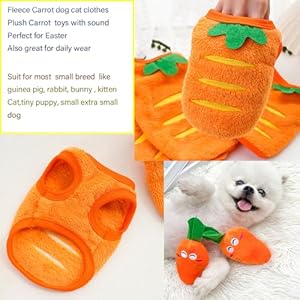 ANIAC XS Dog Sweater and Carrot Toy Set Warm Cat clothes Fleece Puppy sweatshirt for Small dog girl boy Chihuahua Sweater Carrot Easter Costume for Yorkie Pug extra small dog (Orange, Medium) ANIAC XS Dog Sweater and Carrot Toy Set Warm Cat clothes Fleece Puppy sweatshirt for Small dog girl boy Chihuahua Sweater Carrot Easter Costume for Yorkie Pug extra small dog (Orange, Medium)