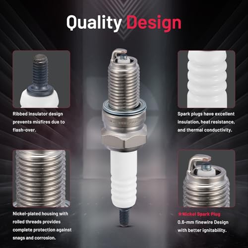 Image of BDFHYK 2120 Spark Plugs Compatible with Honda Compatible with Yamaha for BMW for KTM Universal Motorcycle Spark Plugs Replacement for D8EA Set of 4