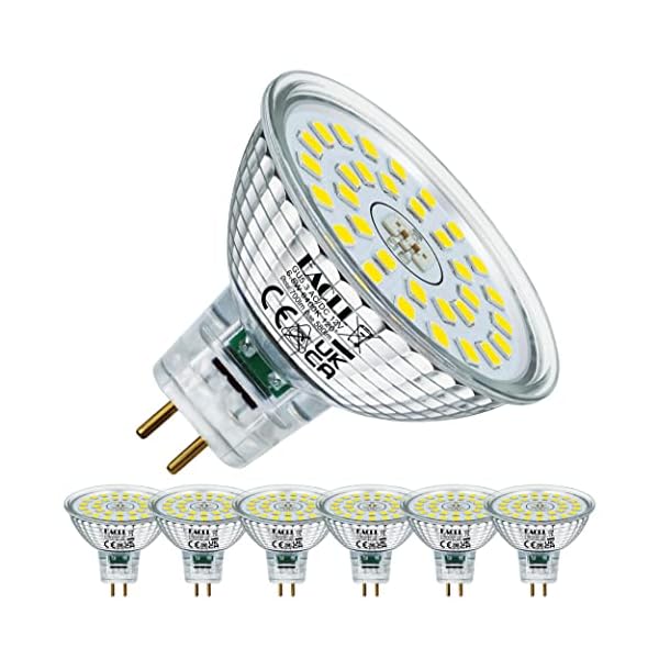 EACLL GU5.3 LED Warmweiß 6.5W Ersetzt 50W MR16 Halogen Leuchtmittel, 6er-Pack. 585 Lumen 2700K Birnen, AC/DC 12V…