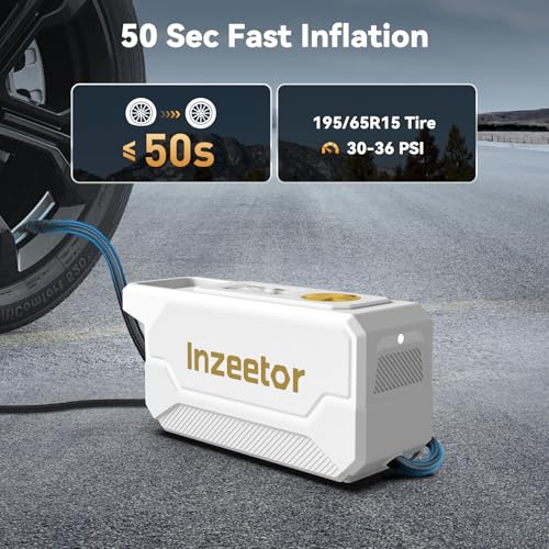 Image of 150 PSI Tire Inflator Portable Air Compressor with Digital Pressure, White