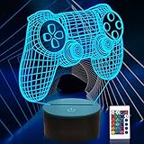 Ammonite Gamepad Nachtlicht, 3D Illusion Game Control Lampe 16 Farben wechselnd mit Fernbedienung, Game Room Decor als Weihnachtsfeiertagsgeschenk für Jungen Mädchen
