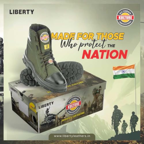 Image of Liberty Kulture Jungle Tiger Military & Tactical Canvas Boot for Men, Soft Toe, Olive Green & Black, Sizes- 6UK-11UK