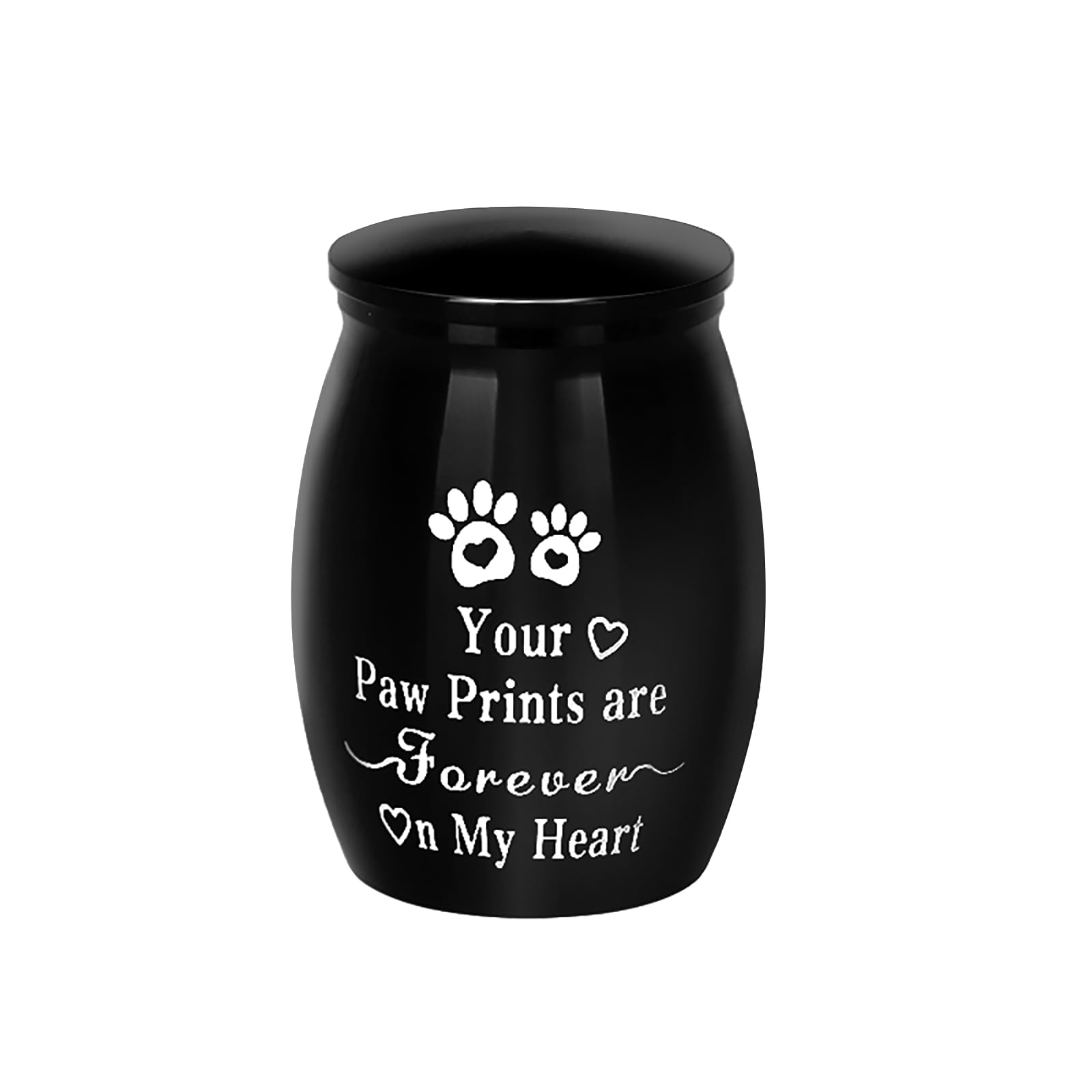 ShengJingRH1990 1.57 inches Small Memorial pet urn?Cat and Dog urns for ashespet Stainless Steel Cremation Urn,Prints Pet Cremation Commemorative urn (Black)