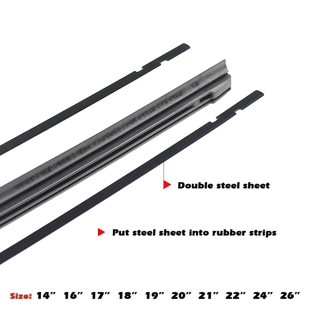 Spazzole tergicristallo per auto Spazzola Tergicristallo Con Striscia Di Gomma Per Inserto Per Veicolo Auto | Spazzola tergicristallo con striscia di gomma per inserto per veicolo auto(Black 1pcs 18 inch)