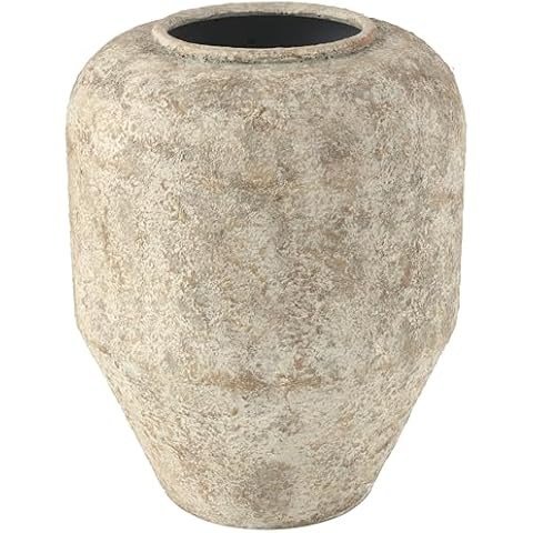 Deco 79 Metal Handmade Decorative Vase Antique Style Distressed Centerpiece Vase, Flower Vase for Home Decoration, Iron, 12" x 12" x 15", Beige Cover