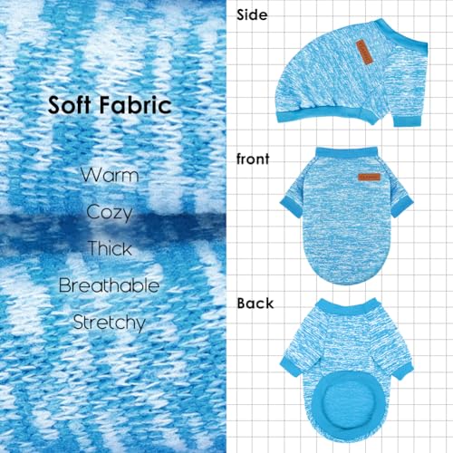 Image of 1 Pack Dog Sweaters for Small Dogs Girl Boy Winter Fleece Clothes Warm Soft Dog Sweatshirt Outfit for Dogs Cats Pet Apparel (Light Blue, X-Small)