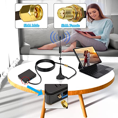 TUOLNK SMA Wifi Antenna Extension Coaxial Cable Male to Female Low Loss RG174 Coaxial Cable+ 3PCS SMA Adapter Set for 2G 3G 4G LTE WiFi Antenna,ADS-B,GPS 9.9FT(3M) - Image 3