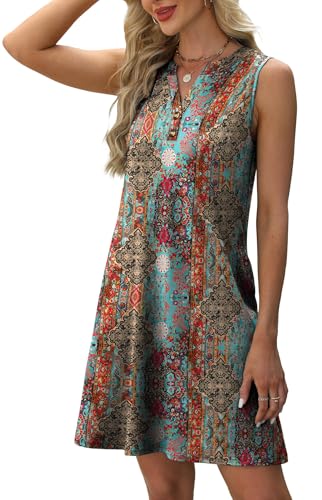 Image of XIEERDUO Summer Dresses for Women 2026 Beach Vacation Clothes V Neck Button Sundresses with Pockets