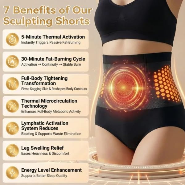 Générique Pauraju Moringa & Berberine 4-in-1 Micro-partikel Sculpting & Fat-Burn Shorts - 3 Items