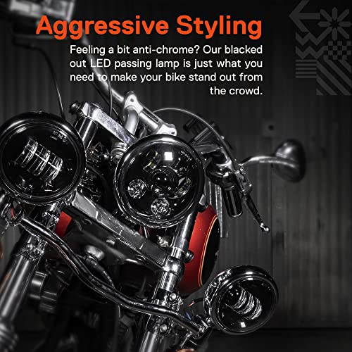 2Pc 4.5" Osram Led Harley Fog Passing Light [Black-Finish] [6,500K] [2,880 Lumens] Motorcycle Passing Fog Lamp Light For Harley Davidson Accessories Electra Glide Road King Heritage Softail #TOP5