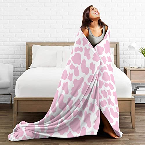 Pink Cow Print Blankets and Throws, Cute Blankets for Teen Girls, Cow Blanket for Adults, Cow Baby Blanket for Girls, Toddler Blanket for Kids, Cow Print Stuff for Women, Cow Gifts for Women 40"x 50"