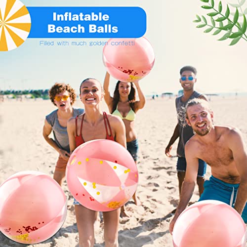 20 Stück 40 cm aufblasbare Glitzer-Wasserbälle mit Roségold-Konfetti, große Auswahl für Sommer-, Strand-, Pool- und Wasserpartys, Spielzeug, Hawaii-Luau-Partys