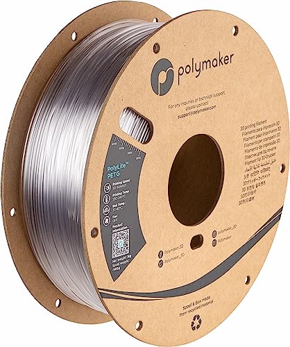 Image of Polymaker PolyLite Clear 3D Printer PETG Filament 1.75mm 1kg, Legacy PETG Formula, +- 0.03mm Dimensional Accuracy, Reliable Everyday Filament, Strong Layer Bonding, Compatible with Most 3D Printers