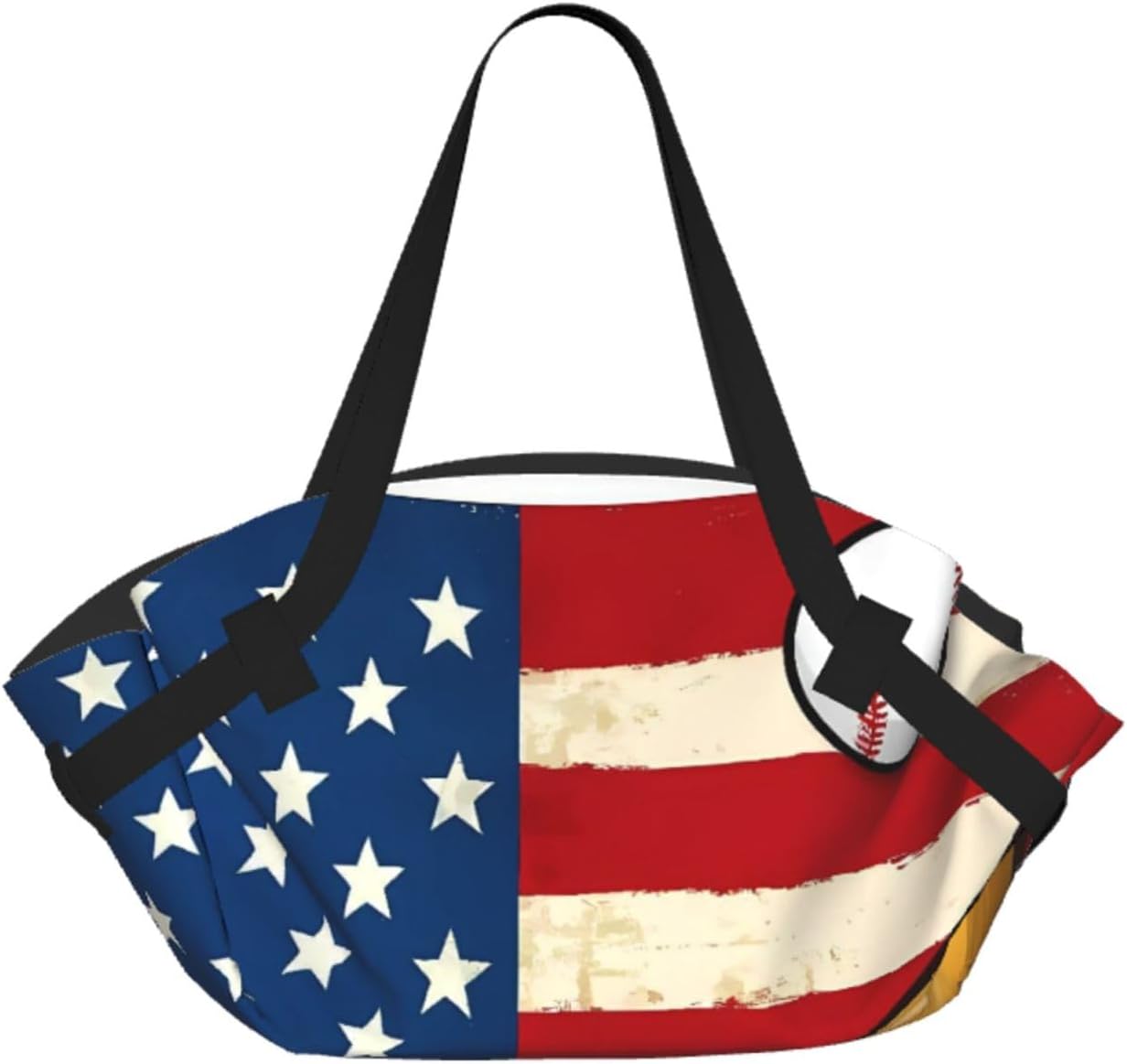 American Flag And Baseball Pattern Foldable Camping Tote Bag Picnic Blanket Bag Portable Beach Mat Tote Waterproof Outdoor Picnic Mat Carry Bag