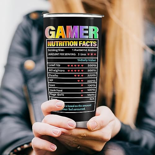 Jekeno Gamer Mug Tumbler Gifts for Boys - Men Kids Teens Gaming Gamepad Game Controller Presents Easter Birthday Christmas Son Husband Father Dad Boyfriends Coffee Cup 20oz Stainless Steel