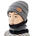 Cappello Invernale Caldo per Bambini Sciarpa a Cerchio 2 Pezzi Cappello Lavorato a Maglia con Morbido Berretto Foderato in Pile Berretto Morbido con Teschio per Ragazze dei Ragazzi (672-Gary)