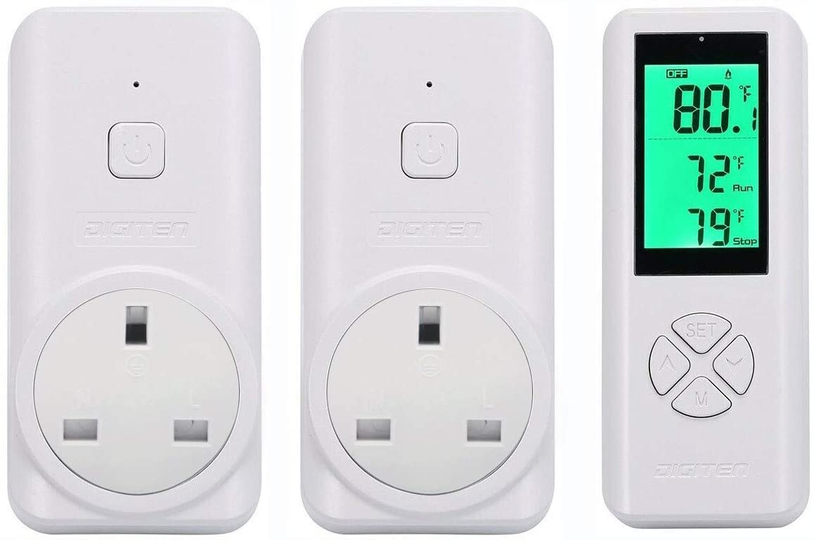 Wireless Temperature Controller, Remote Control Detect Temp, Digital Plug  in Thermostat Outlet Built in Temp Sensor, Heating u0026 Cooling for A/C, Fans,  Heaters (1 Controller with 2 Receiver) : Amazon.co.uk: DIY u0026
