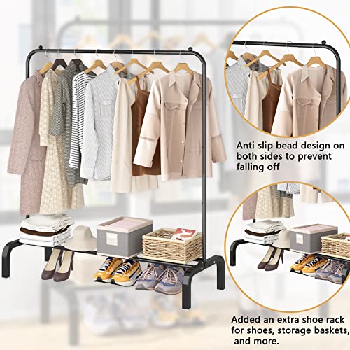 Otrouworht Clothes Rack Metal Clothing Rack With Bottom Shelf Garment Rack For Hanging Clothes Shirts Jeans And Coats Black #TOP4