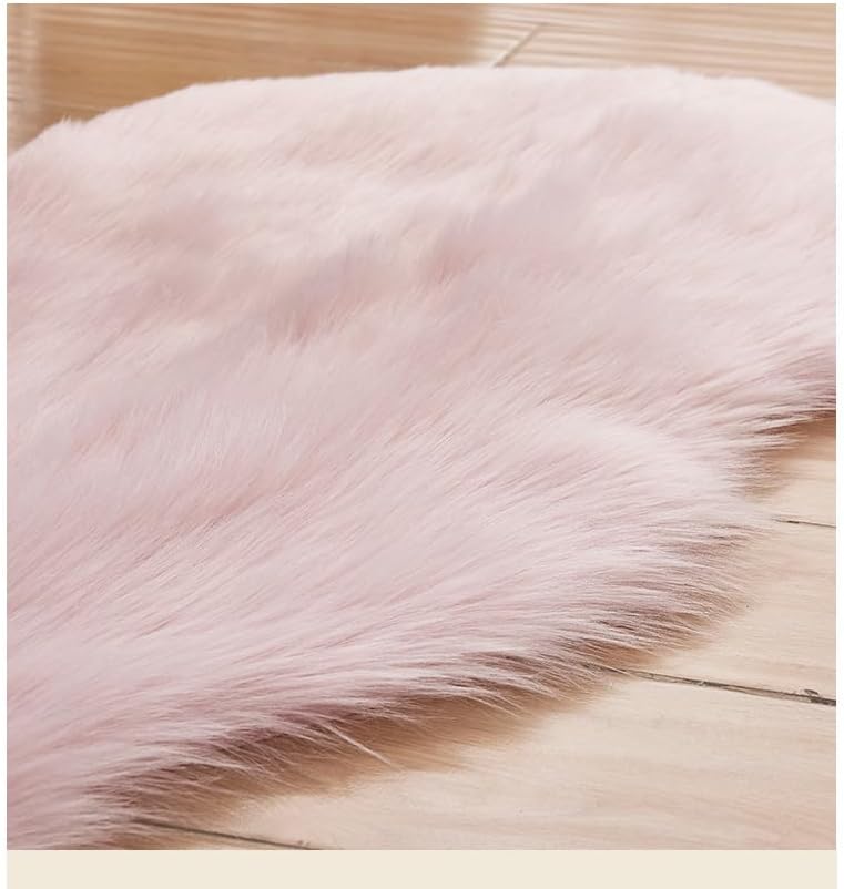 Miniatura 2 de HNGEMSY Alfombra redonda de piel de oveja supersuave y esponjosa para niños, alfombra moderna de pelo largo, lavable a máquina (gris, 15.7 x 25.4