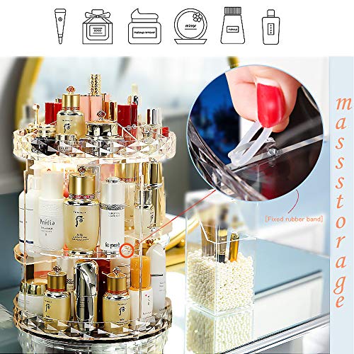 Organizador de maquiagem com rotação de 360 graus, transparente, impermeável, grande capacidade de a