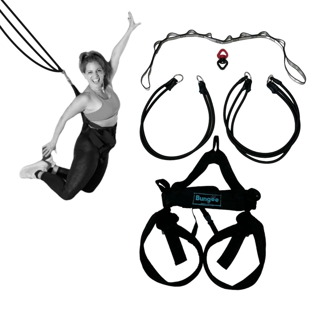 BUNGEE Kit: Ideal for Flying Workouts & Dance. Supports 25-95 kg Weight. Includes Harness, Bungee Ropes, Swivel, Daisy Chain & 1 Month Free Access to Videos, Music & Workouts (M)