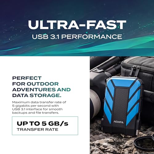 Image of ADATA HD710 Pro 2TB 3.5 inch SATA III External Hard Drive /HDD with IP65 Rating Blue, for Windows with Waterproof and Shockproof Technology - AHD710P-2TU31-CBL