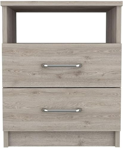 Miniatura 5 de Mesita de Noche Olienza, Dos Cajones, Un Estante - Gris Claro